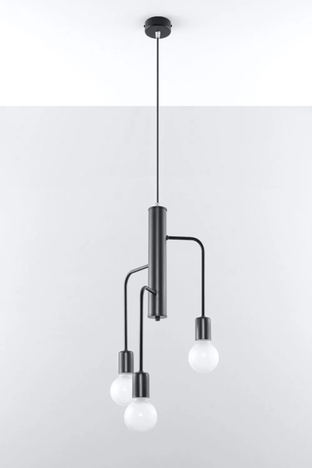 Sollux Pendelleuchte Schwarz Metall Retro 3-flammig E27 NERVIA* Hängelampen|Esszimmer Lampen