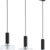 Jupiter Pendelleuchte Schwarz Metall Glas 3-flammig L:52cm* Hängelampen|Moderne Lampen
