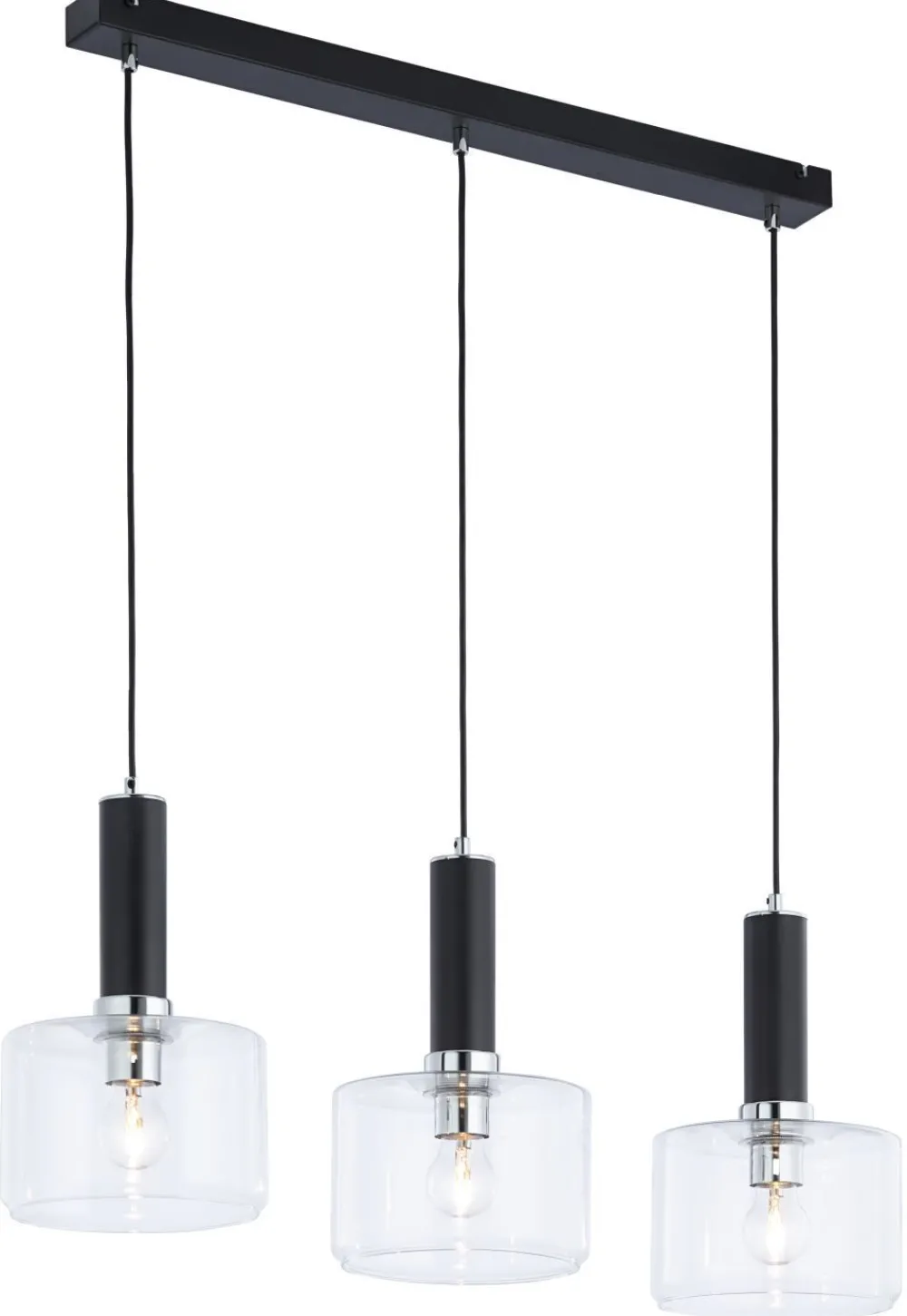 Jupiter Pendelleuchte Schwarz Metall Glas 3-flammig L:52cm* Hängelampen|Moderne Lampen