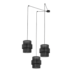 TK Lighting Pendelleuchte Schwarz Stoff XXL B: max. 4 m 3-flammig E27* Hängelampen|Esszimmer Lampen