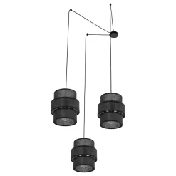 TK Lighting Pendelleuchte Schwarz Stoff XXL B: max. 4 m 3-flammig E27* Hängelampen|Esszimmer Lampen