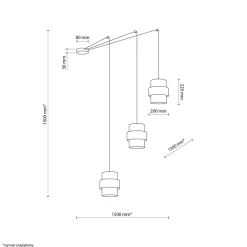 TK Lighting Pendelleuchte Schwarz Stoff XXL B: max. 4 m 3-flammig E27* Hängelampen|Esszimmer Lampen