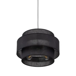 TK Lighting Pendelleuchte Schwarz Stoff Ø 50 cm H: max. 160 cm 3x E27* Hängelampen|Bürolampen