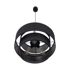 TK Lighting Pendelleuchte Schwarz Stoff Ø 50 cm H: max. 160 cm 3x E27* Hängelampen|Bürolampen