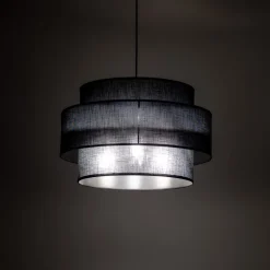 TK Lighting Pendelleuchte Schwarz Stoff Ø 50 cm H: max. 160 cm 3x E27* Hängelampen|Bürolampen