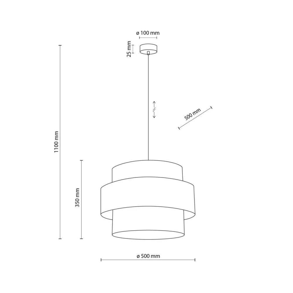 TK Lighting Pendelleuchte Schwarz Stoff Ø 50 cm H: max. 160 cm 3x E27* Hängelampen|Bürolampen
