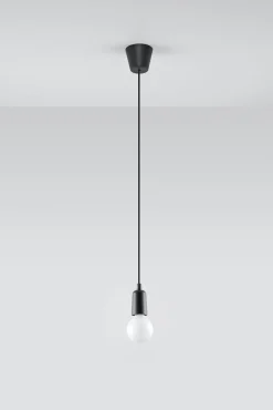 Sollux Pendelleuchte Schwarz verstellbar bis 90cm E27 NESSA* Wohnzimmerlampen|Retro Lampen