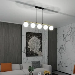 Clearance Emibig Pendelleuchte Schwarz Weiß Gold E14 Glas Metall 105 cm lang