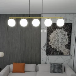 Clearance Emibig Pendelleuchte Schwarz Weiß Gold E14 Glas Metall 105 cm lang