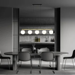 Clearance Emibig Pendelleuchte Schwarz Weiß Gold E14 Glas Metall 105 cm lang