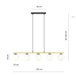 Clearance Emibig Pendelleuchte Schwarz Weiß Gold E14 Glas Metall 105 cm lang