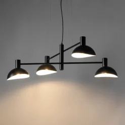 Sale Sigma Pendelleuchte Schwarz Weiß Metall L:90 cm 4-flammig E14