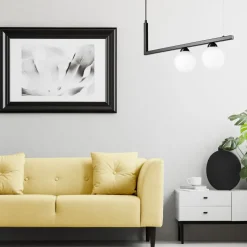 Clearance Lamkur Pendelleuchte Schwarz Weiß länglich Glas Metall 2x G9