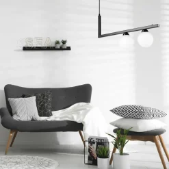 Clearance Lamkur Pendelleuchte Schwarz Weiß länglich Glas Metall 2x G9