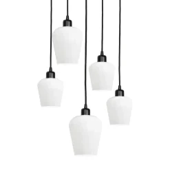 Giovanni Battista Pendelleuchte Schwarz Weiß Ø 45 cm Messing Eisen Glas 5x E27* Hängelampen|Bürolampen