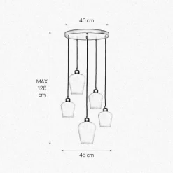 Giovanni Battista Pendelleuchte Schwarz Weiß Ø 45 cm Messing Eisen Glas 5x E27* Hängelampen|Bürolampen