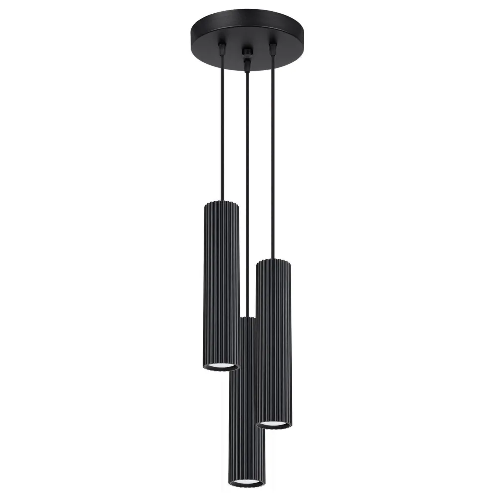 Sollux Pendelleuchte Schwarz 3x GU10 schmal Ø 19,5 cm Alu Modern* Hängelampen|Bürolampen