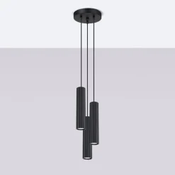 Sollux Pendelleuchte Schwarz 3x GU10 schmal Ø 19,5 cm Alu Modern* Hängelampen|Bürolampen