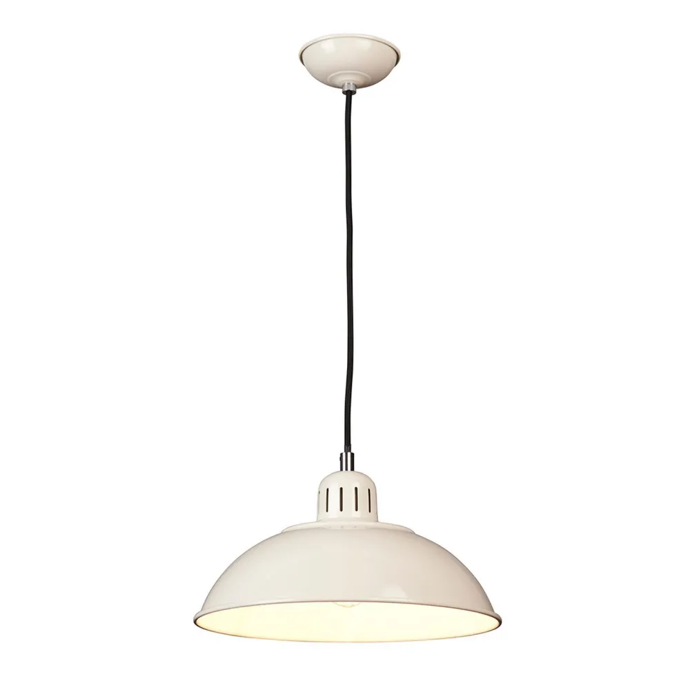 Hot Elstead Pendelleuchte SECRETER Creme Ø30cm Bauhaus Lampe