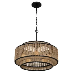 Clearance Elstead Pendelleuchte Seil Metall D: 50,8 cm H: max. 233,3 cm Boho