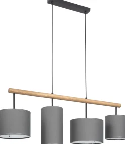 TK Lighting Pendelleuchte SEYA in Graphit Holz 4xE27 Esstisch* Hängelampen|Esszimmer Lampen