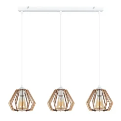 Online Belis Pendelleuchte Skandinavisch Holz Metall Weiß E27 3-flmg