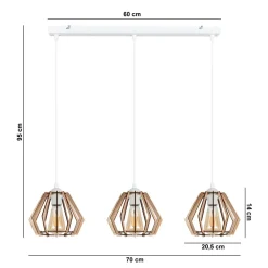 Online Belis Pendelleuchte Skandinavisch Holz Metall Weiß E27 3-flmg
