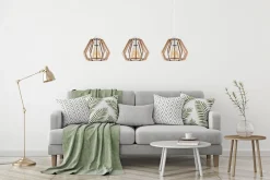 Online Belis Pendelleuchte Skandinavisch Holz Metall Weiß E27 3-flmg