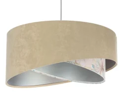 Online BPS Koncept Pendelleuchte Stoff Ø 50 cm rund Velours Optik Beige Creme