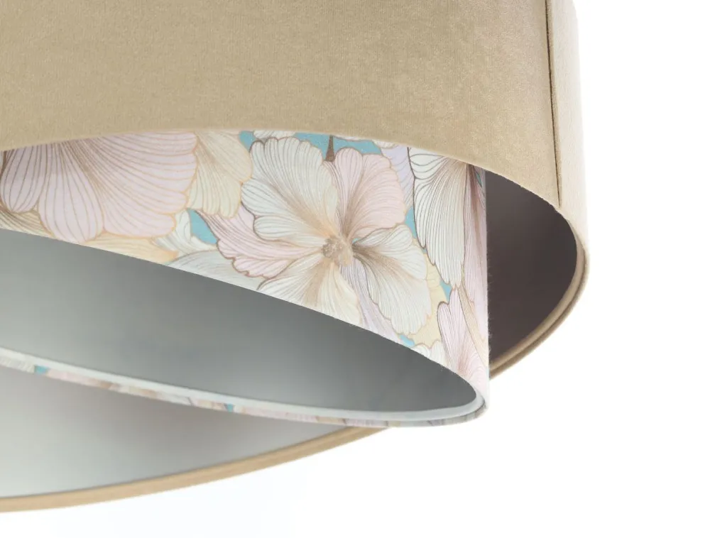 Online BPS Koncept Pendelleuchte Stoff Ø 50 cm rund Velours Optik Beige Creme