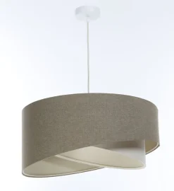 BPS Koncept Pendelleuchte Stoff Ø 50 cm rund E27 Braun Creme Modern* Bürolampen|Schlafzimmer Lampen