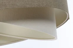 BPS Koncept Pendelleuchte Stoff Ø 50 cm rund E27 Braun Creme Modern* Bürolampen|Schlafzimmer Lampen