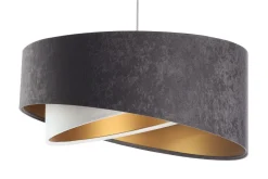 BPS Koncept Pendelleuchte Stoff Dunkelgrau Gold E27 rund Ø 50 cm* Hängelampen|Bürolampen