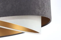 BPS Koncept Pendelleuchte Stoff Dunkelgrau Gold E27 rund Ø 50 cm* Hängelampen|Bürolampen