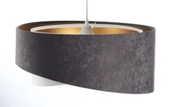 BPS Koncept Pendelleuchte Stoff Dunkelgrau Gold E27 rund Ø 50 cm* Hängelampen|Bürolampen