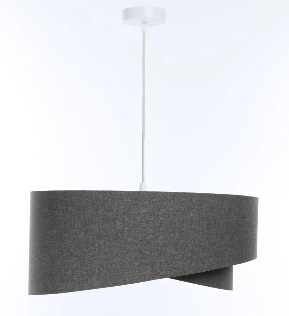 BPS Koncept Pendelleuchte Stoff E27 Ø 45 cm rund Grau Modern INGRAM* Bürolampen|Schlafzimmer Lampen