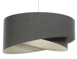 BPS Koncept Pendelleuchte Stoff E27 Ø 45 cm rund Grau Modern INGRAM* Bürolampen|Schlafzimmer Lampen