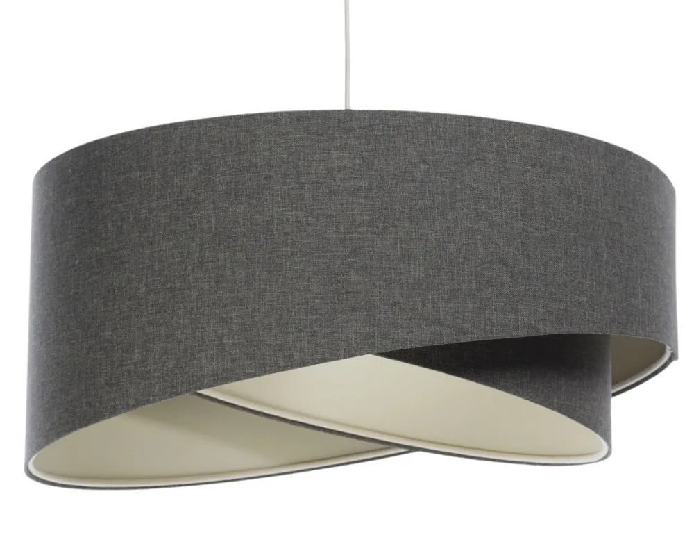 BPS Koncept Pendelleuchte Stoff E27 Ø 45 cm rund Grau Modern INGRAM* Bürolampen|Schlafzimmer Lampen