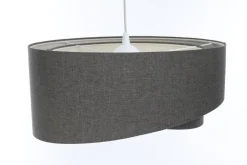 BPS Koncept Pendelleuchte Stoff E27 Ø 45 cm rund Grau Modern INGRAM* Bürolampen|Schlafzimmer Lampen