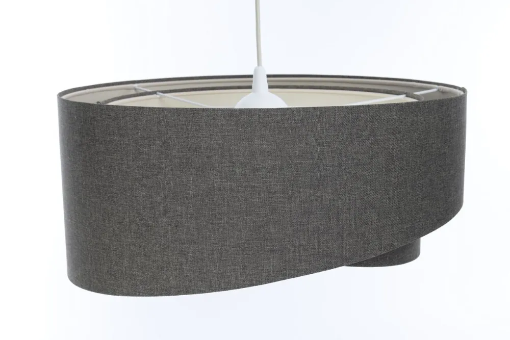 BPS Koncept Pendelleuchte Stoff E27 Ø 45 cm rund Grau Modern INGRAM* Bürolampen|Schlafzimmer Lampen