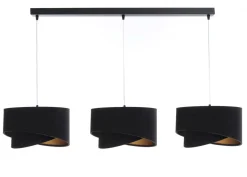 BPS Koncept Pendelleuchte Stoff 3-flammig Stoff Schwarz Gold E27* Hängelampen|Bürolampen