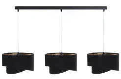 BPS Koncept Pendelleuchte Stoff 3-flammig Stoff Schwarz Gold E27* Hängelampen|Bürolampen