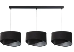 Hot BPS Koncept Pendelleuchte Stoff 3-flammig E27 Schwarz Silber verstellbar