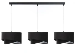 Hot BPS Koncept Pendelleuchte Stoff 3-flammig E27 Schwarz Silber verstellbar