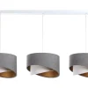 BPS Koncept Pendelleuchte Stoff 3-flammig in Weiß Grau Gold E27 B: 87 cm* Hängelampen|Bürolampen
