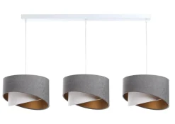 BPS Koncept Pendelleuchte Stoff 3-flammig in Weiß Grau Gold E27 B: 87 cm* Hängelampen|Bürolampen