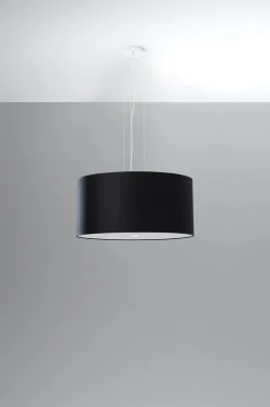 Sale Sollux Pendelleuchte Stoff Glas Ø 50 cm Schwarz blendarm rund