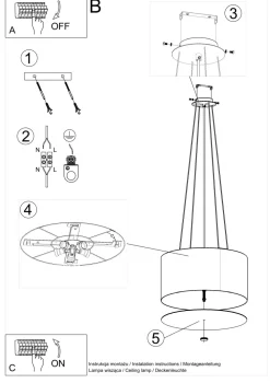 Sale Sollux Pendelleuchte Stoff Glas Ø 50 cm Schwarz blendarm rund