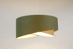 BPS Koncept Pendelleuchte Stoff Grün Creme E27 rund Ø 40 cm Modern* Hängelampen|Bürolampen