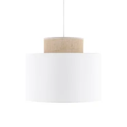TK Lighting Pendelleuchte Stoff Jute E27 Ø 38 cm H: max. 1,7 m Weiß Natur